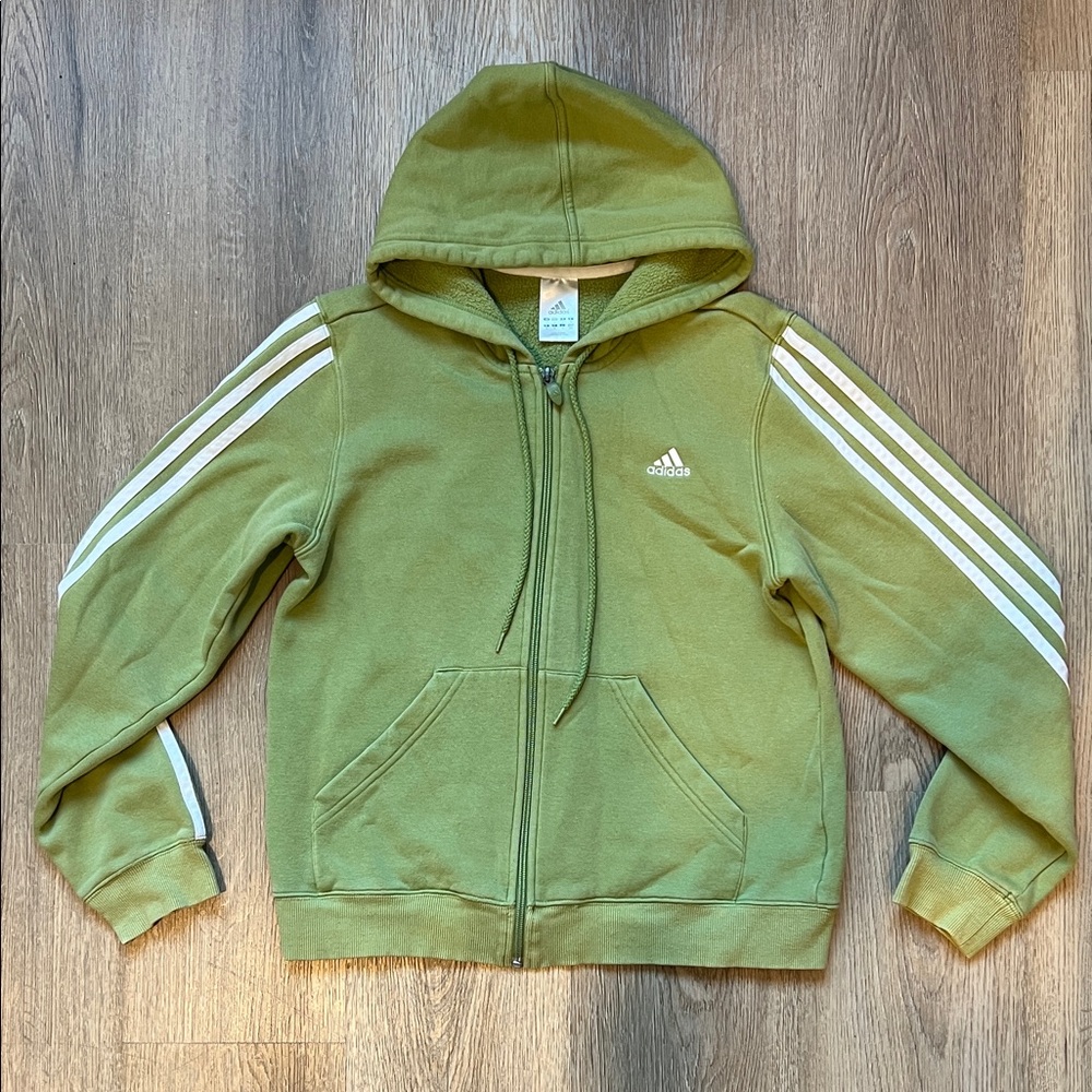 Adidas Vintage Zip Up Green Hoodie